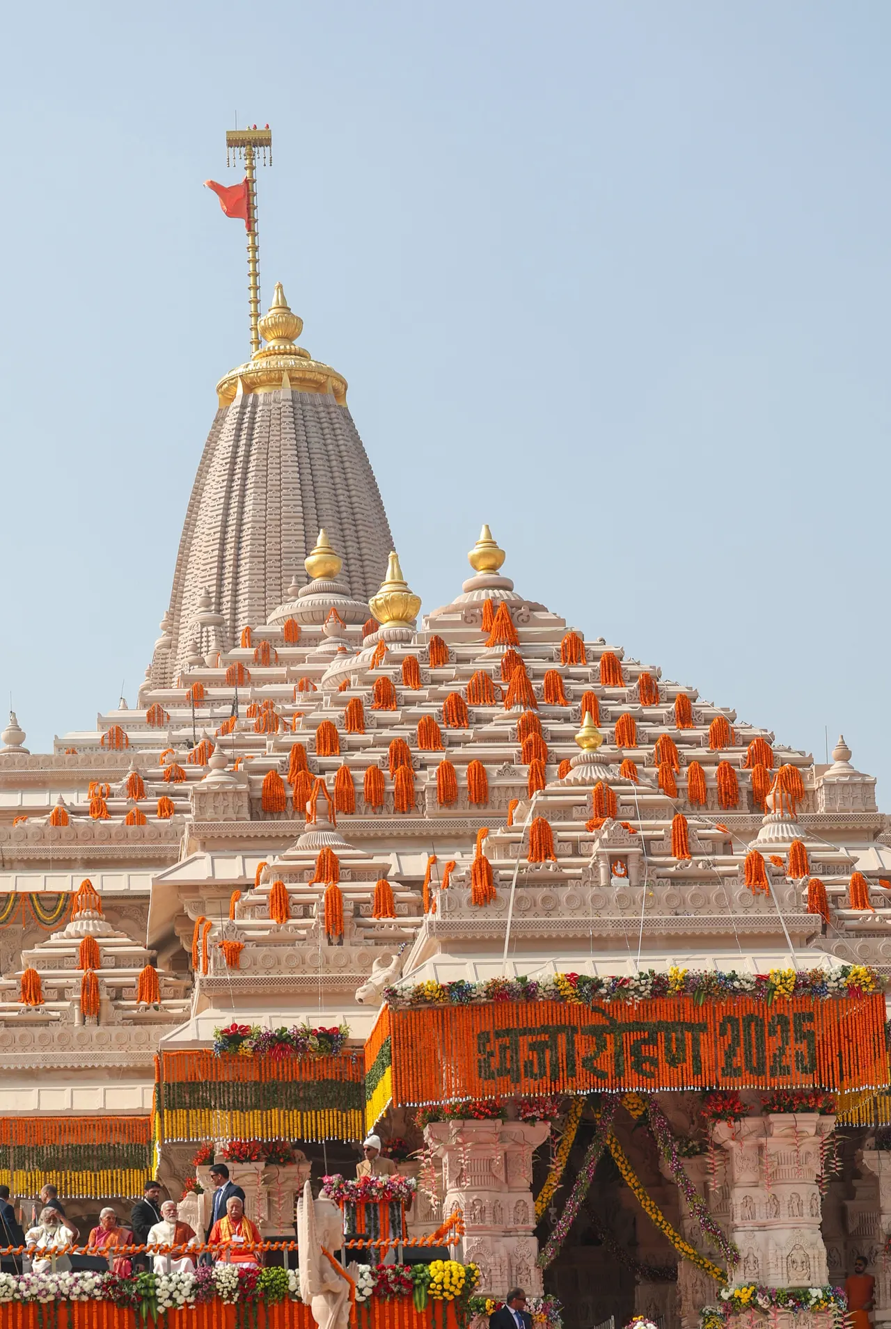 The mandapa and shikhara of the temple