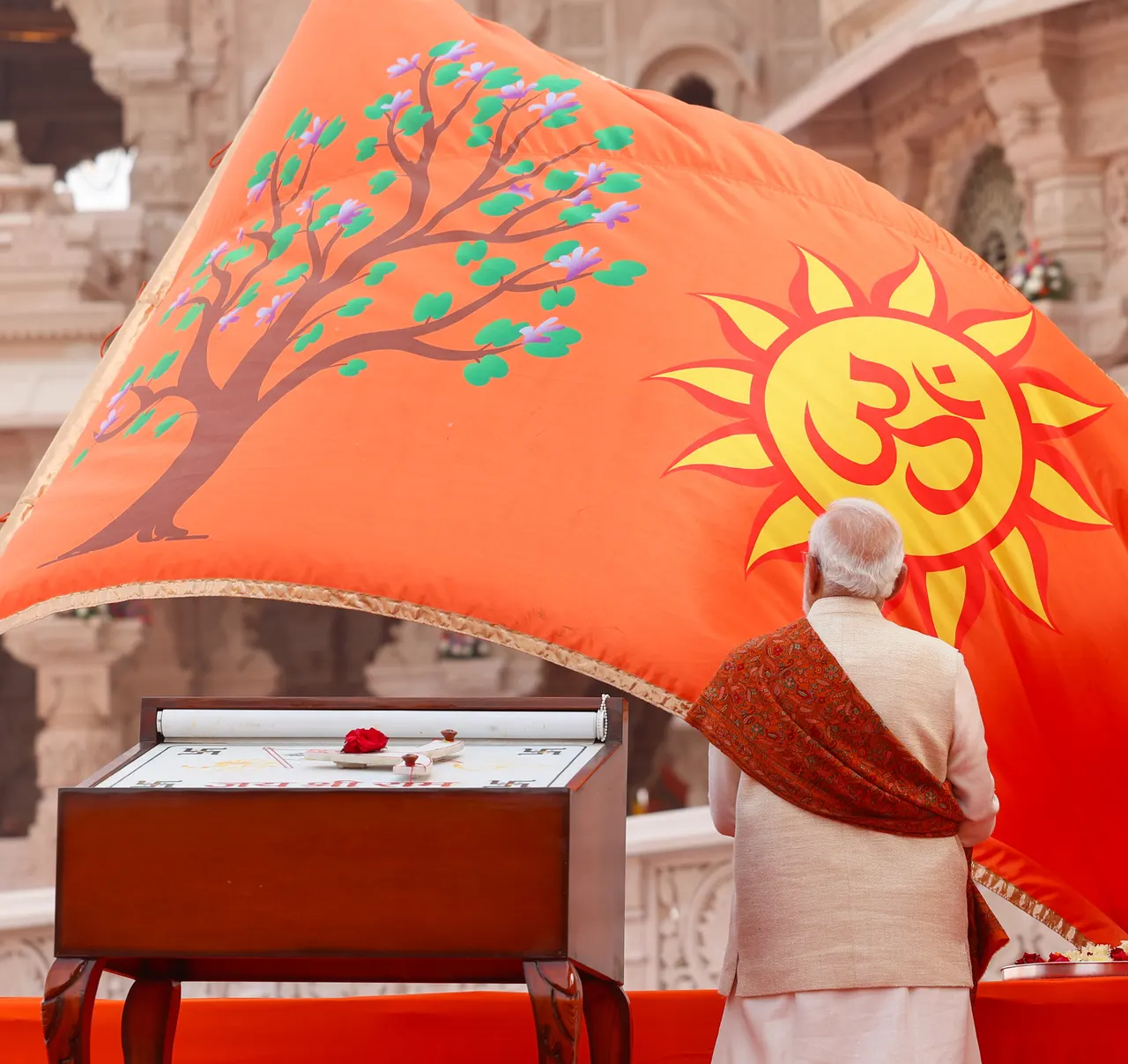 The flag above the temple